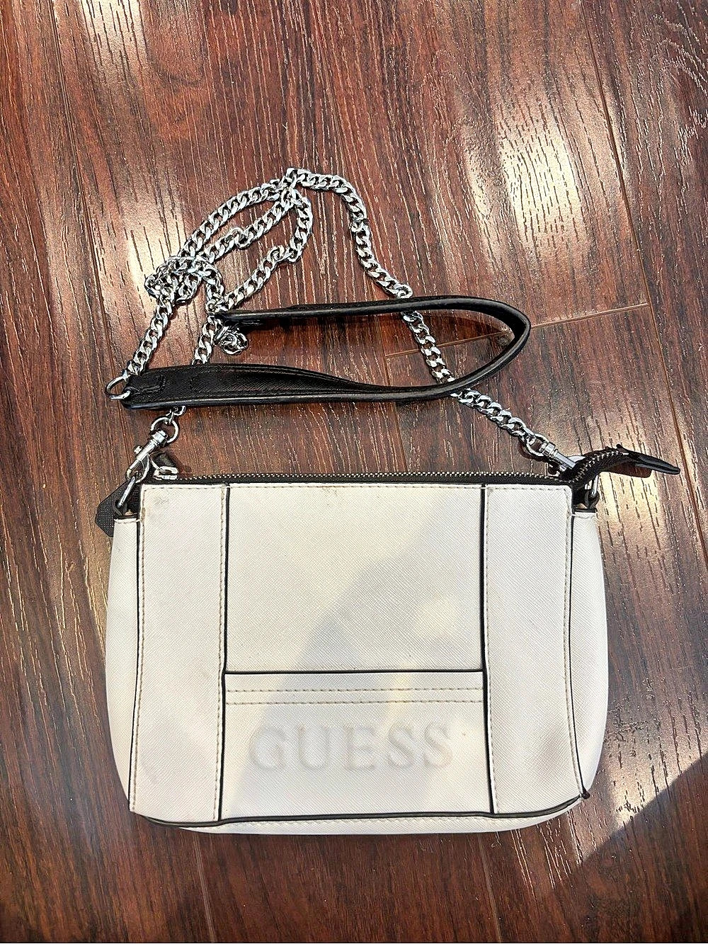 GUESS White & Black Crossbody Bag
